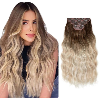 22-Inch Clip-In Hair Extensions – Full Head 4-Piece Set for Volume & Length - 22" / Body Wave / blonde bayalage - Lyvelle