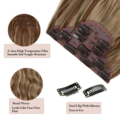 22-Inch Clip-In Hair Extensions – Full Head 4-Piece Set for Volume & Length - 22" / Body Wave / Black Brown - Lyvelle