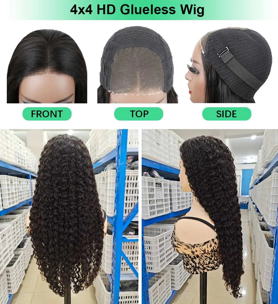 Water Wave Glueless Wig – Pre-Cut Lace, 180% Density Human Hair - 18" / 4x4 Closure Wigs / Water Wave - Lyvelle