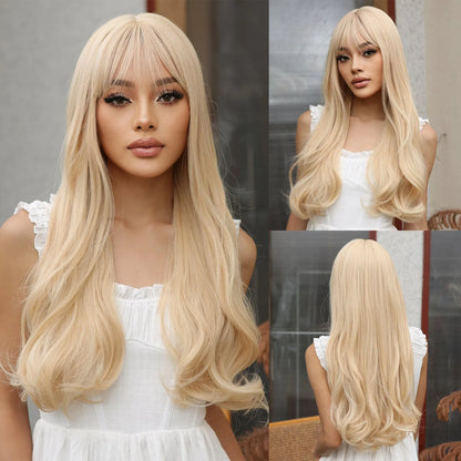 Blonde & Ash Wavy Synthetic Wig – Light & Elegant Tones - 26" / Natural Wavy / Wig WL1010-1 - Lyvelle