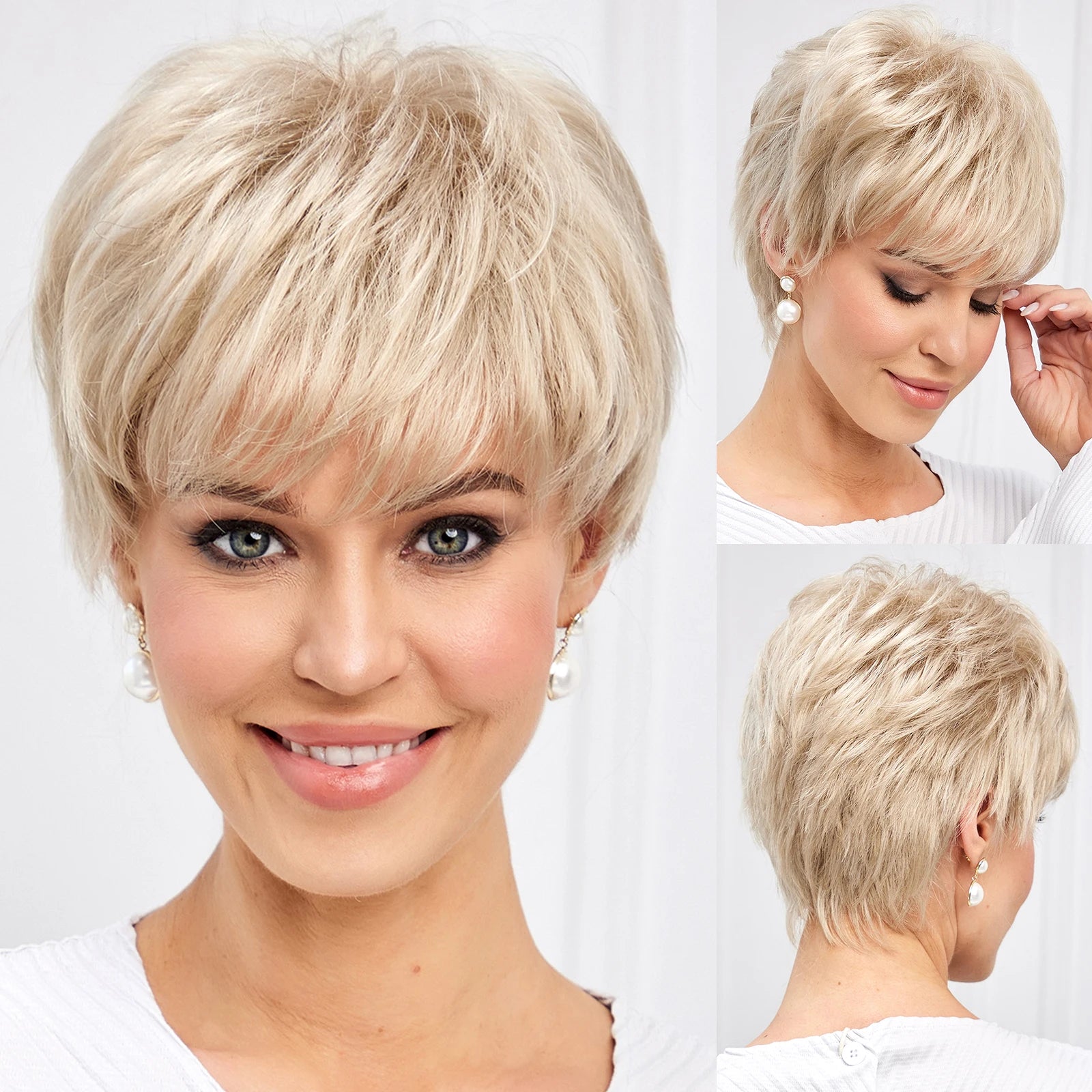 Chic Light Blonde Pixie Cut Wig with Bangs – Natural Look - 10" / Light Blonde - Lyvelle