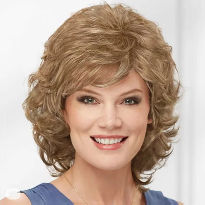 Glamorous Short Curly Synthetic Wig with Bangs - Silver - Lyvelle