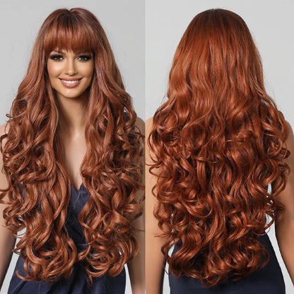 26-Inch Long Body Wave Synthetic Wig – Heat-Resistant Fiber - 26" / Body Wave / SWLC1222-1OR30 - Lyvelle