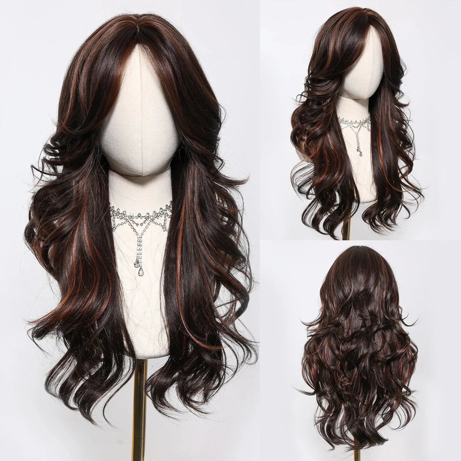 26-Inch Long Body Wave Synthetic Wig – Heat-Resistant Fiber - 26" / Body Wave / SWLC1233-1BR26 - Lyvelle