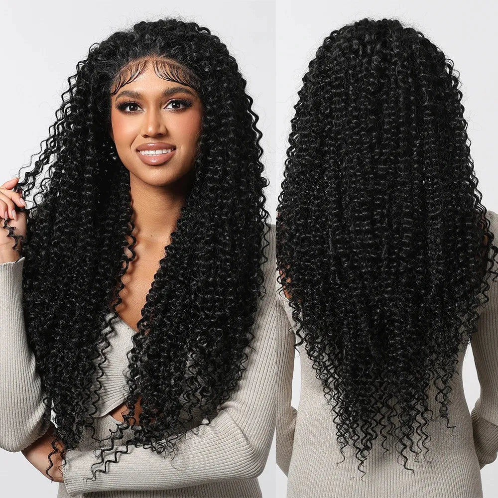 26-Inch Kinky Curly Lace Front Wig – Blonde, Brown & Platinum Highlights - 26" / Kinky Curly / SWLF1003-1BK26 - Lyvelle