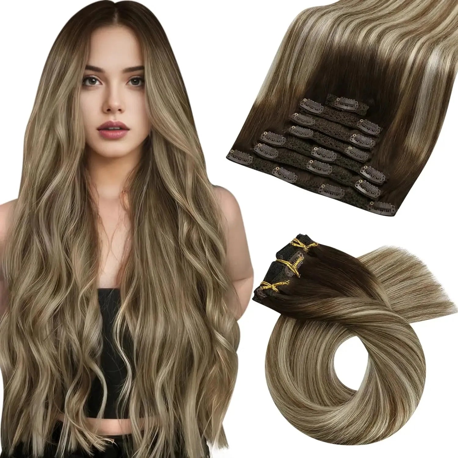 Premium 100% Human Hair Clip-In Extensions – 5 & 7 pcs, 10-16 Inch - 10" / Body Wave / 4-6-613 - Lyvelle