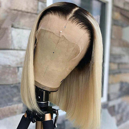 Ombre 613 Blonde Straight Bob Lace Front Wig - 13x4 Human Hair Wig for Women - 10 / T1B/613 / 150% - Lyvelle