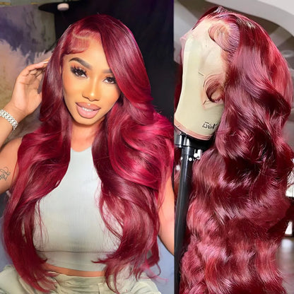 Burgundy Body Wave HD Lace Front Wig – 13x4 / 13x6 Glueless Human Hair - 18" / 13x4 HD Frontal Wig / Body Wave - Lyvelle