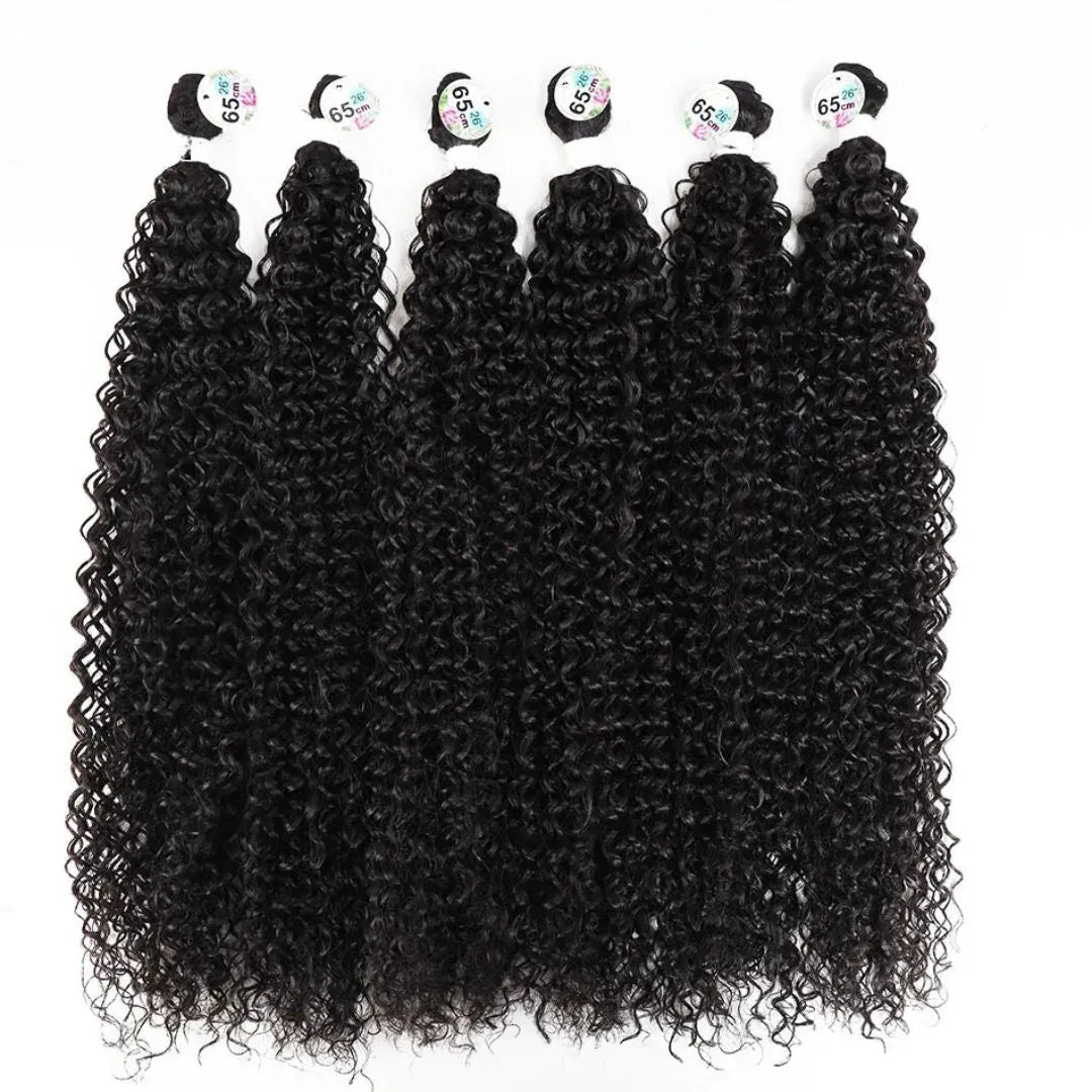 Synthetic Jerry Curl Hair Extensions – Kinky Curly, Heat-Resistant, 26-28 Inch - 26" / Dark Brown / 3 Pcs - Lyvelle