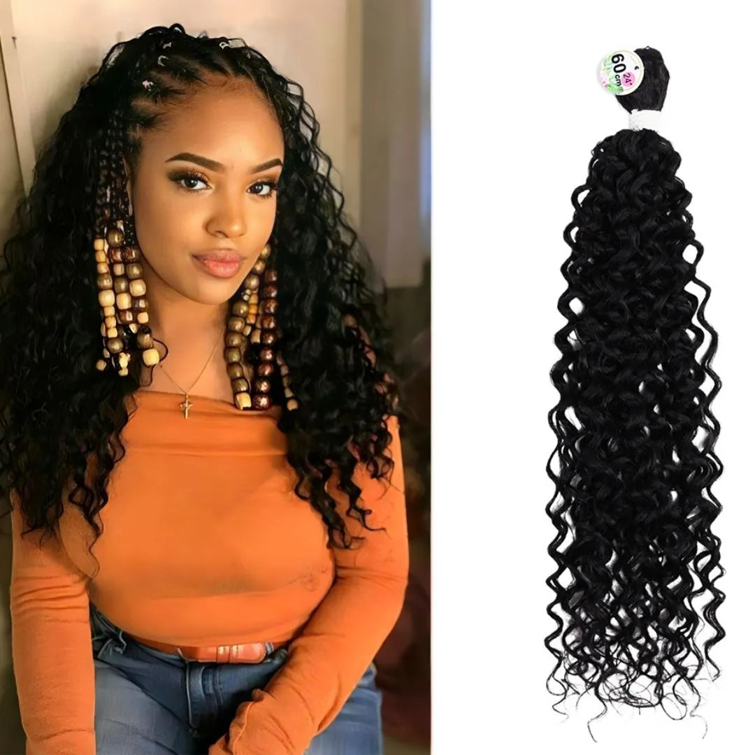 Synthetic Jerry Curl Hair Extensions – Kinky Curly, Heat-Resistant, 26-28 Inch - 26" / Natural Black - 1B / 3 Pcs - Lyvelle