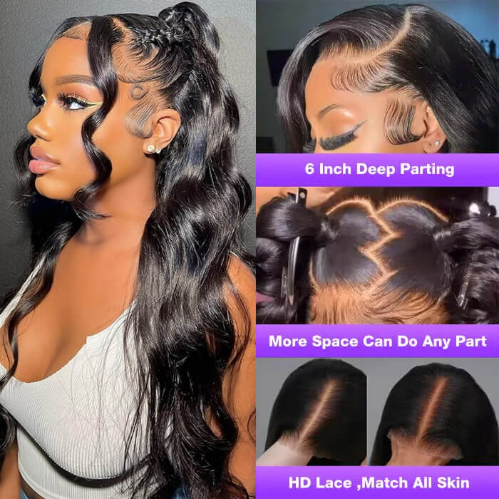 Pre-Curled Body Wave 13x4/13x6 HD Lace Frontal Glueless Wig with Invisible Small Knots - 16 / 13x4 Lace Ready Go / 150% - Lyvelle