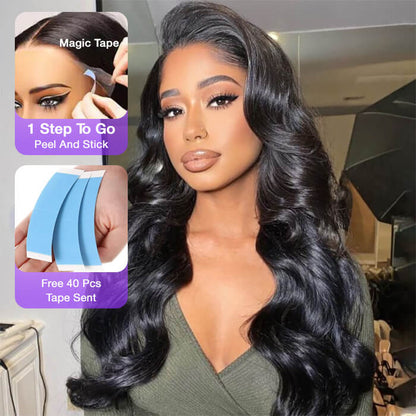 Pre-Curled Body Wave 13x4/13x6 HD Lace Frontal Glueless Wig with Invisible Small Knots - 16 / 13x4 Lace Ready Go / 150% - Lyvelle