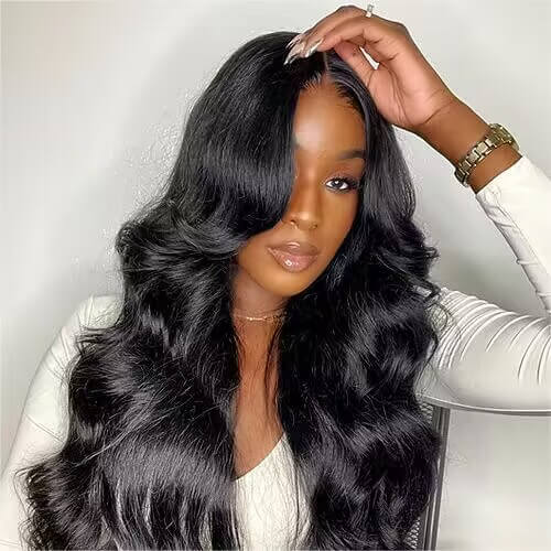 13x6 Lace Frontal Loose Body Wave Wig with Curtain Bangs - Pre-Styled, Human Hair, Pre-Bleached Brazilian Wig for Women - 14 / 13x6 Lace / 150% - Lyvelle