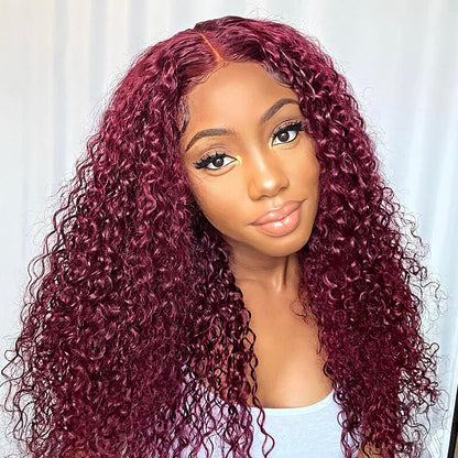 Long Curly 99J Burgundy 13x4 HD Lace Front Wig - Pre-Plucked Virgin Human Hair - 16 / 13x4 Lace / 150% - Lyvelle