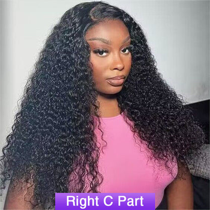 180% Density Curly Lace Front Wig - 13x4 HD Lace Frontal C-Part Long Hairstyle - 16 / Left C Part / 13x4 Lace 180% - Lyvelle