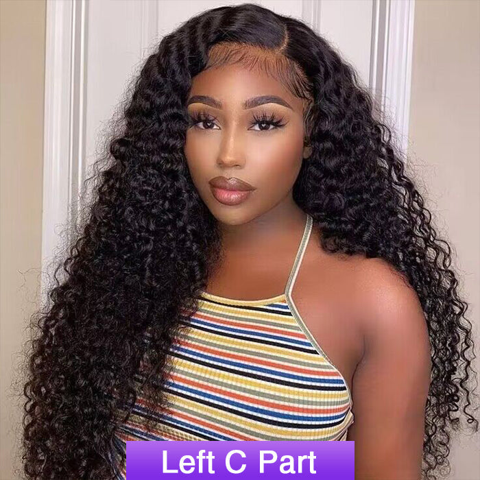 180% Density Curly Lace Front Wig - 13x4 HD Lace Frontal C-Part Long Hairstyle - 16 / Left C Part / 13x4 Lace 180% - Lyvelle