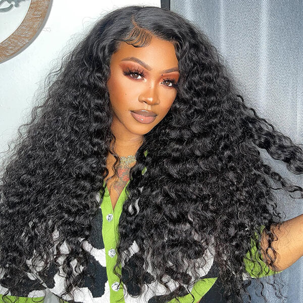 13x4 Lace Front Deep Wave HD Human Hair Wig with Pre-Plucked Hairline - Long C Part Style - 16 / Left C Part / 13x4 Lace 180% - Lyvelle