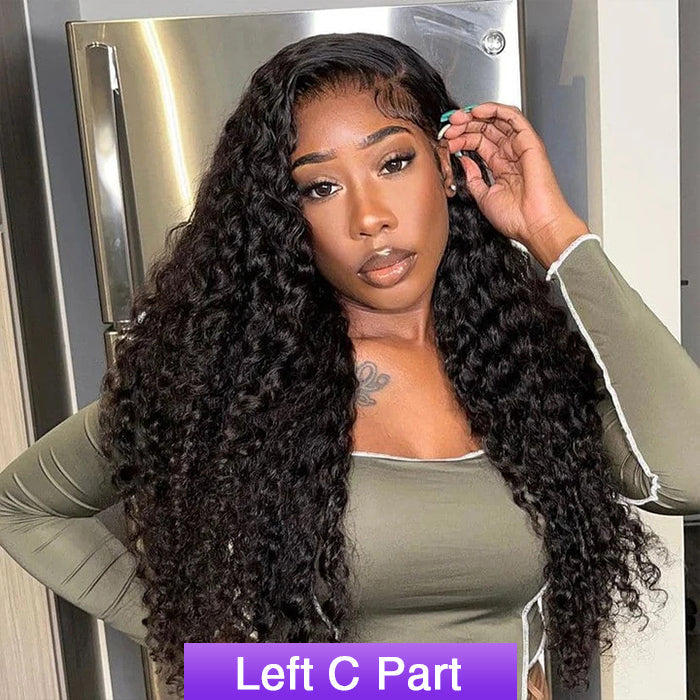 13x4 Lace Front Deep Wave HD Human Hair Wig with Pre-Plucked Hairline - Long C Part Style - 16 / Left C Part / 13x4 Lace 180% - Lyvelle