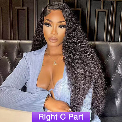 13x4 Lace Front Deep Wave HD Human Hair Wig with Pre-Plucked Hairline - Long C Part Style - 16 / Left C Part / 13x4 Lace 180% - Lyvelle