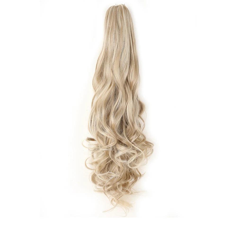 24-Inch Long Wavy Claw Clip Ponytail Extension - 24" / Body Wave / 24P613 - Lyvelle