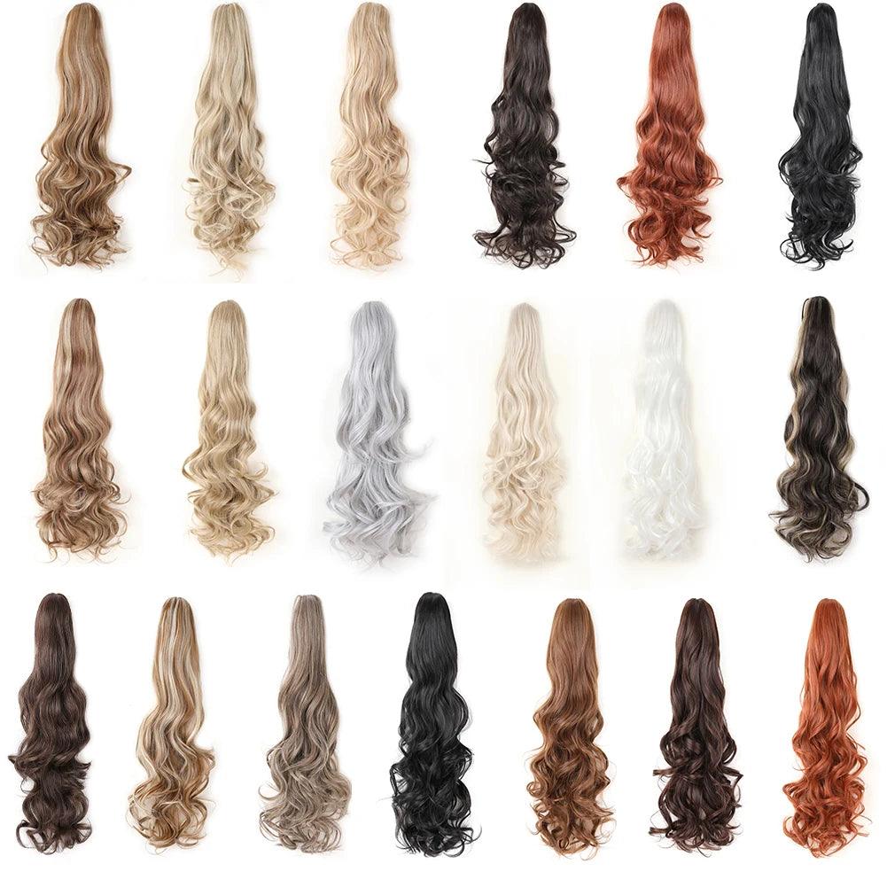 24-Inch Long Wavy Claw Clip Ponytail Extension - 24" / Body Wave / 1B - Lyvelle