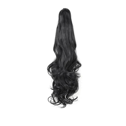 24-Inch Long Wavy Claw Clip Ponytail Extension - 24" / Body Wave / 1B - Lyvelle