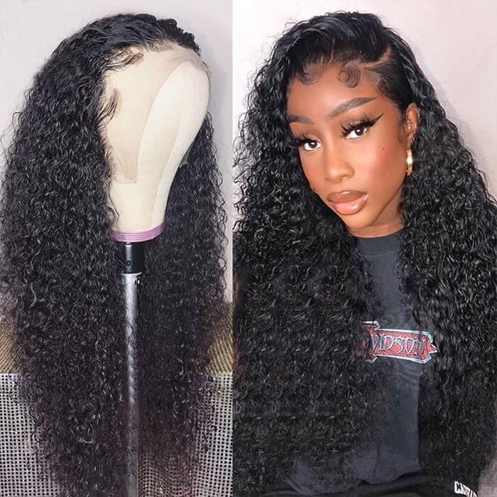 Pre-Plucked Curly 13x4 HD Lace Frontal Human Hair Wig - 16 / 150% / S-21.5 - Lyvelle