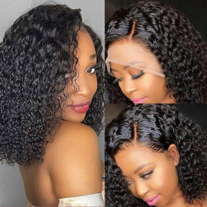 100% Human Hair Curly Short Bob Wig - Pre-Plucked Glueless Lace Front - 10 / 4x4 Lace / 150% - Lyvelle