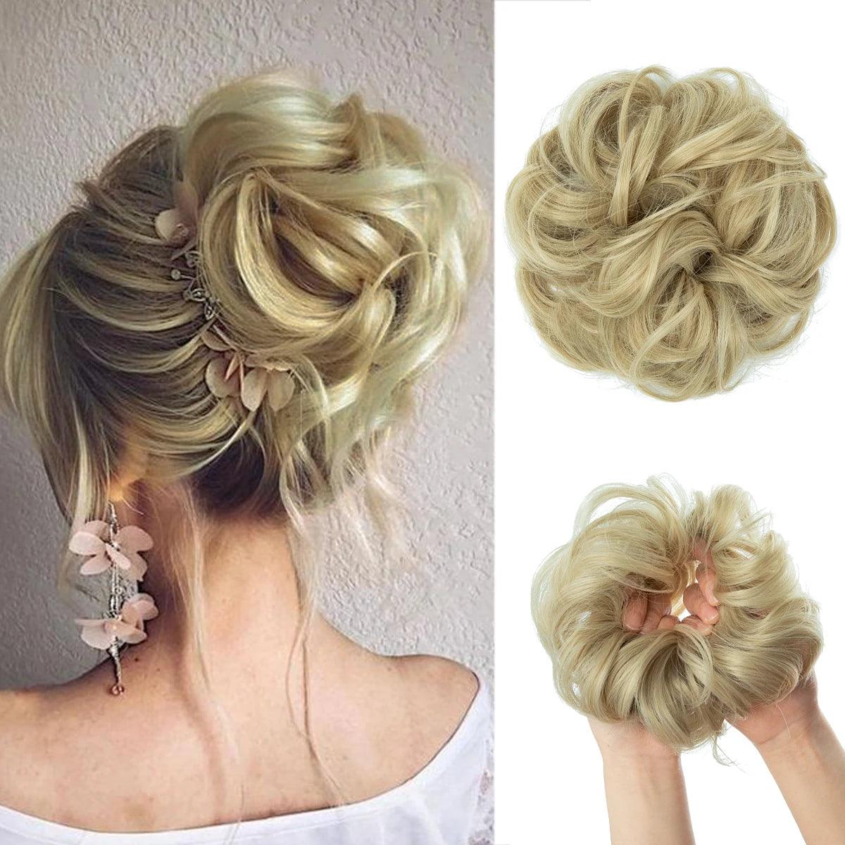 Curly Magic Bun – Voluminous Synthetic Hairpiece - Curly / Pale Ash Blonde - Lyvelle