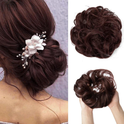 Curly Magic Bun – Voluminous Synthetic Hairpiece - Curly / Burgundy Wine - Lyvelle