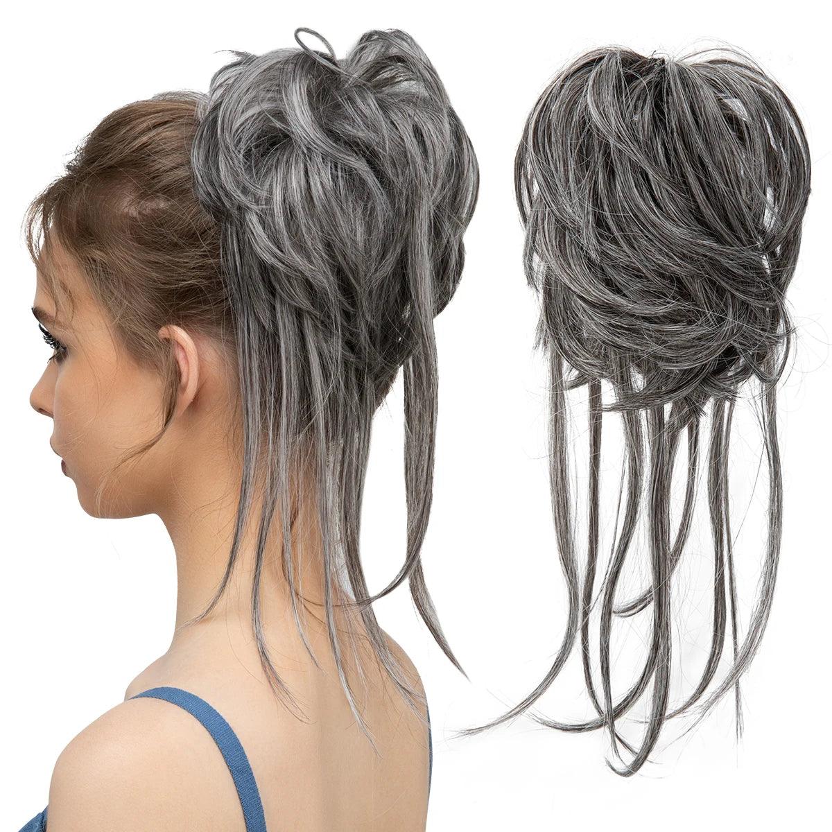 Curly Chignon Hair Bun - 12" / Steel Gray - Lyvelle