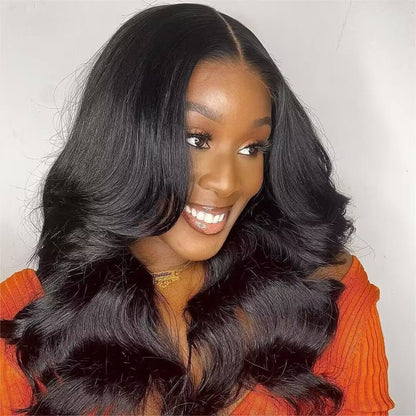 Pre-Styled Loose Body Wave Lace Front Wig with Face-Framing Curtain Bangs - 13x4 Glueless Design for Women - 14 / 13x4 Lace / 150% - Lyvelle