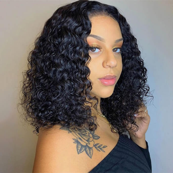 HD Lace Front Bob Wig with Deep Wave – Pre-Plucked Human Hair Wigs for Women - 10 / 4x4 Lace / 150% - Lyvelle