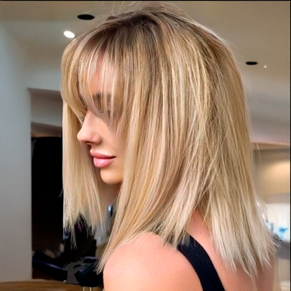 Adorno para el cabello de 14” con flequillo y base de seda