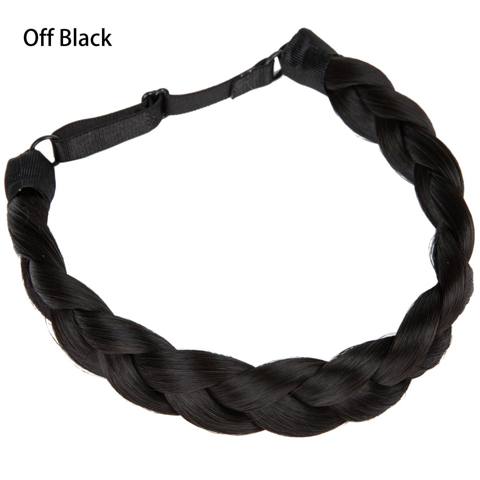 Instant Glam Braids – Rubber Band Braided Hair Extensions - Three Braid / Off Black (B) - Lyvelle