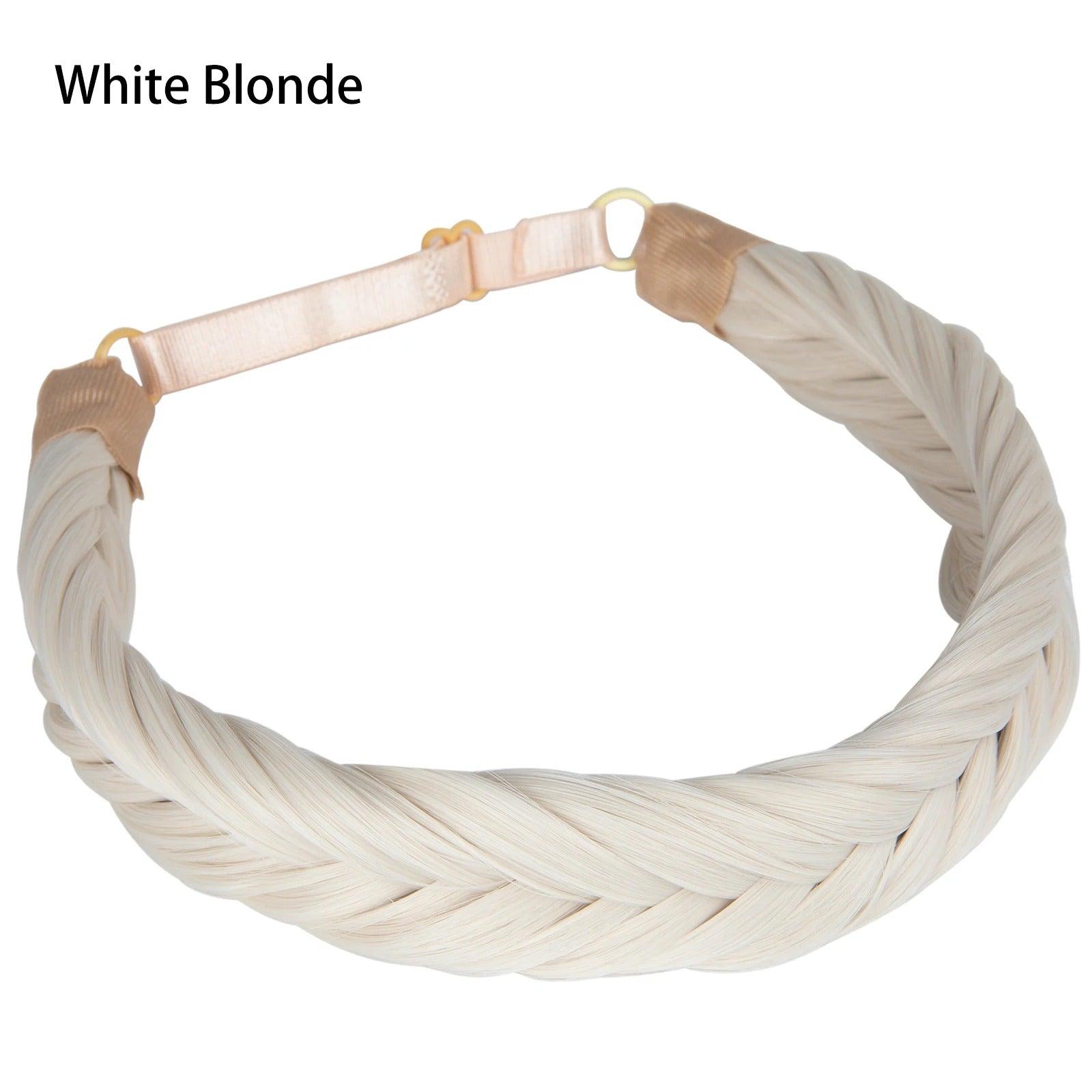 Instant Glam Braids – Rubber Band Braided Hair Extensions - Fishtail Braid / White Blonde (A) - Lyvelle