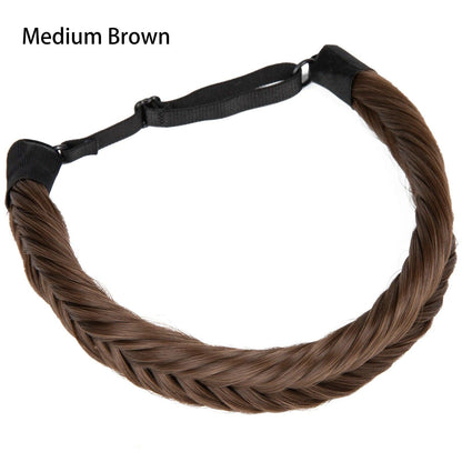 Instant Glam Braids – Rubber Band Braided Hair Extensions - Fishtail Braid / Medium Brown (A) - Lyvelle