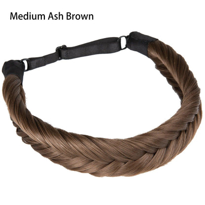 Instant Glam Braids – Rubber Band Braided Hair Extensions - Fishtail Braid / Medium Ash Brown (A) - Lyvelle