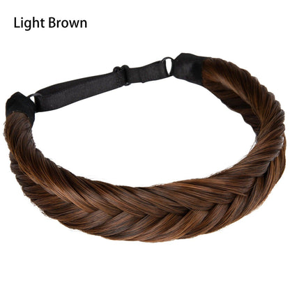 Instant Glam Braids – Rubber Band Braided Hair Extensions - Fishtail Braid / Light Brown (A) - Lyvelle