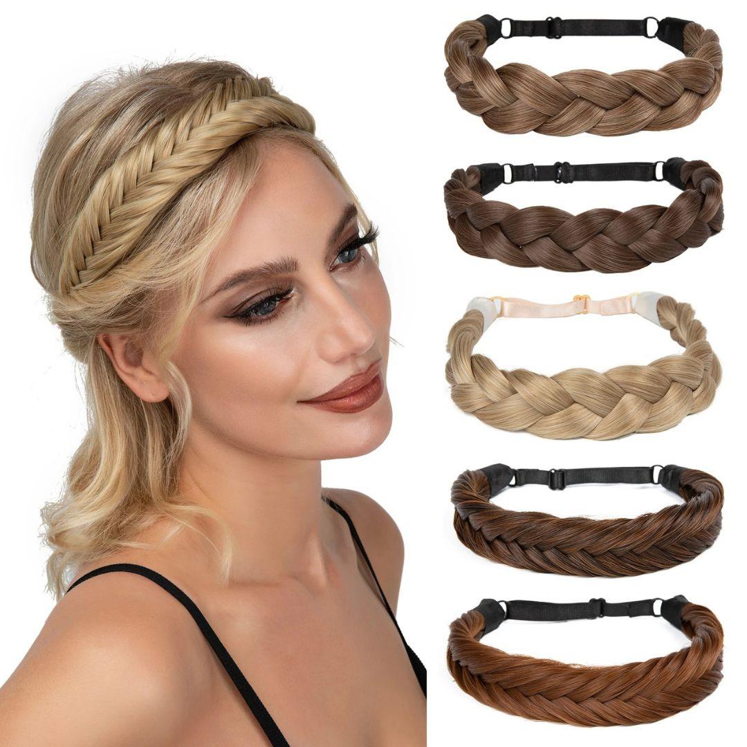 Instant Glam Braids – Rubber Band Braided Hair Extensions - Fishtail Braid / Jet Black (A) - Lyvelle