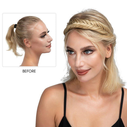 Instant Glam Braids – Rubber Band Braided Hair Extensions - Fishtail Braid / Jet Black (A) - Lyvelle