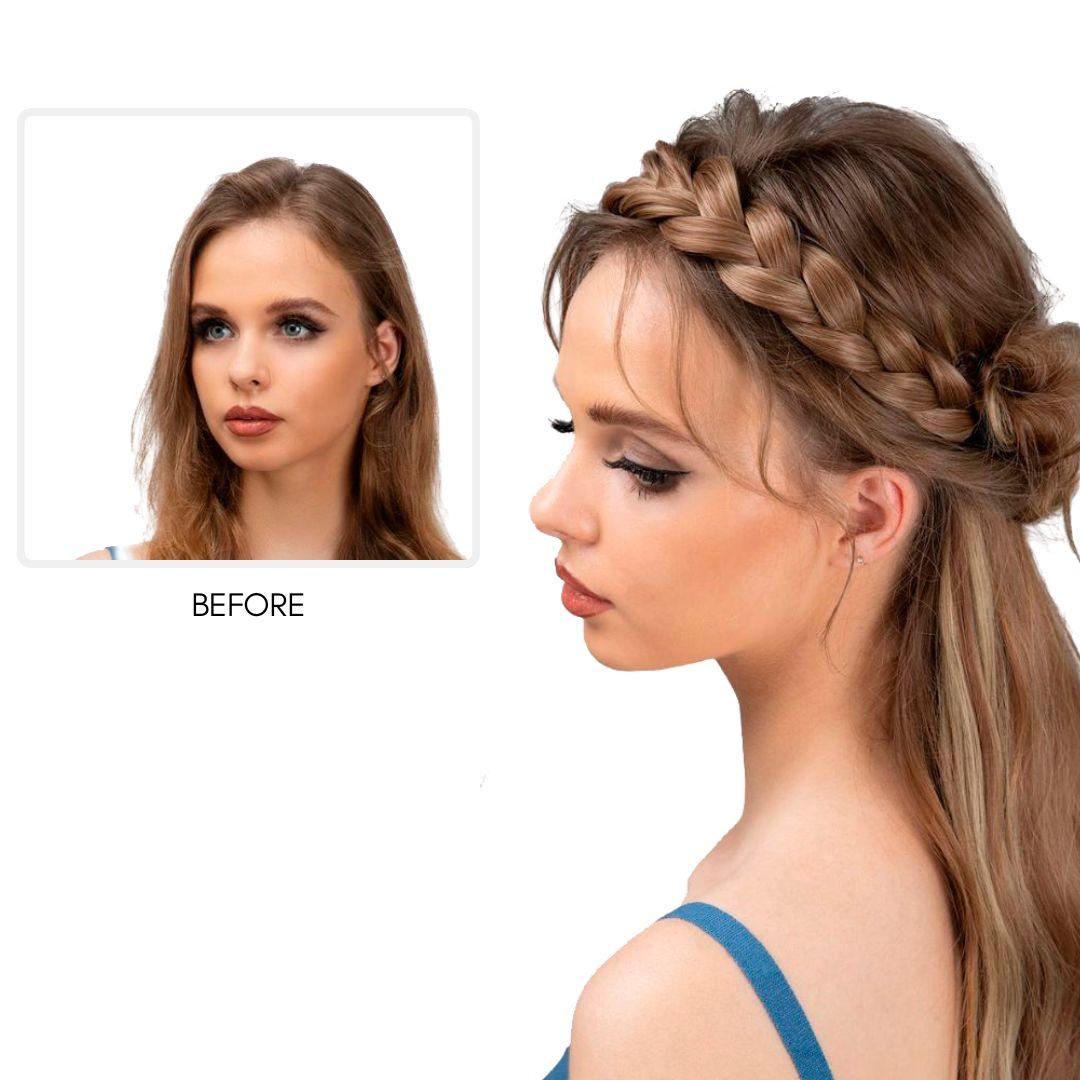 Instant Glam Braids – Rubber Band Braided Hair Extensions - Fishtail Braid / Jet Black (A) - Lyvelle