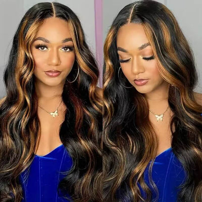 5x5 13x4 HD Lace Front Wig - Balayage Highlight P1B/30 Body Wave - 100% Human Hair, Undetectable - 16 / 5x5 Lace / No - Lyvelle