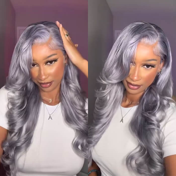 Grey 13x4 HD Lace Frontal Human Hair Wig for Women - Colored Elegance - 12 / 150% / Straight - Lyvelle