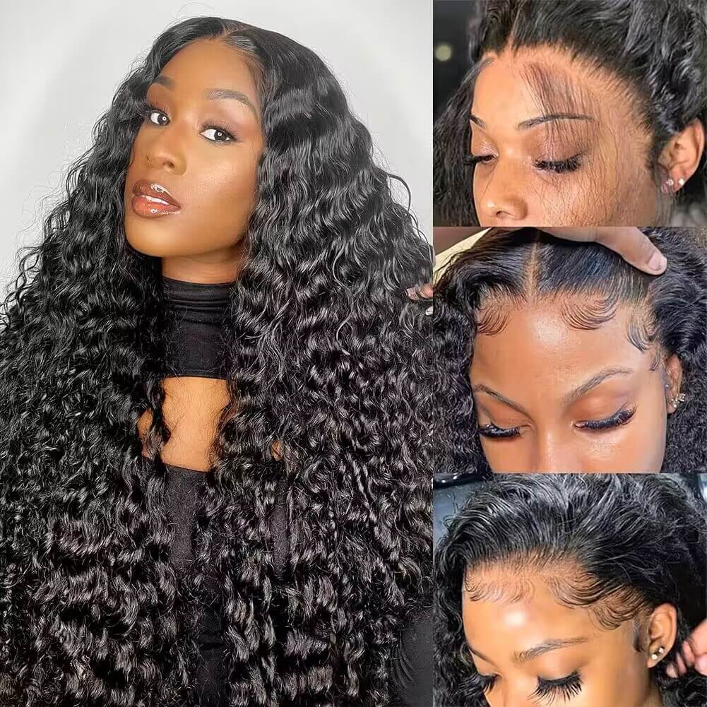 Realistic 13x4 HD Lace Front Wig - Deep Wave Human Hair with Skin-Like Finish, Invisible Bleached Knots, and Pre-Plucked Hairline - 12 / 13x4 Uncut HD Lace / 150% - Lyvelle