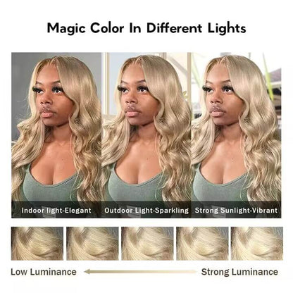 Barbie-Inspired Blonde Highlight Lace Front Wig #18/613 - HD Transparent 13x4/13x6 Human Hair Frontal Wig - 14 / 5x5 Pre Cut Glueless / Body Wave - Lyvelle