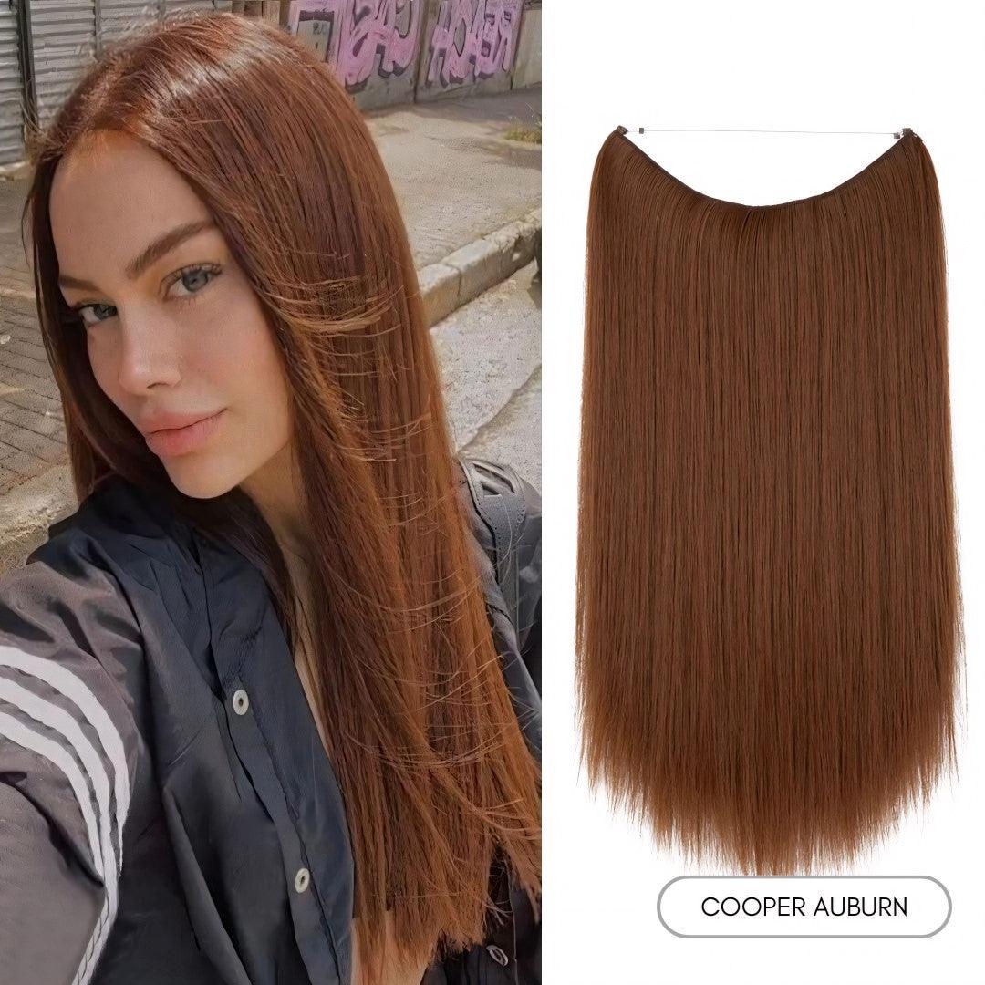 Natural Wavy Wire Hair Extensions - 14" / Natural Wavy / Copper Auburn - Lyvelle