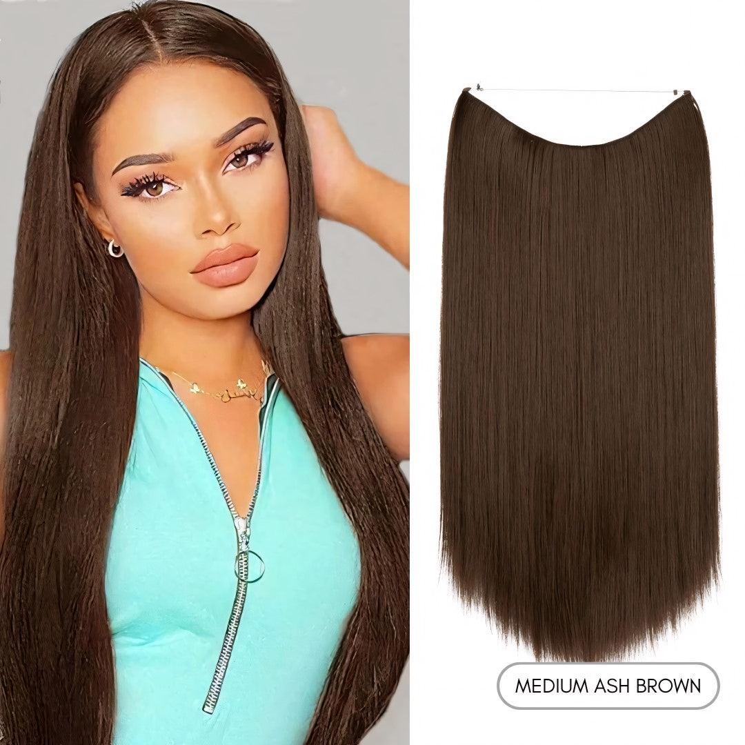 Natural Wavy Wire Hair Extensions - 14" / Natural Wavy / Medium Ash Brown - Lyvelle