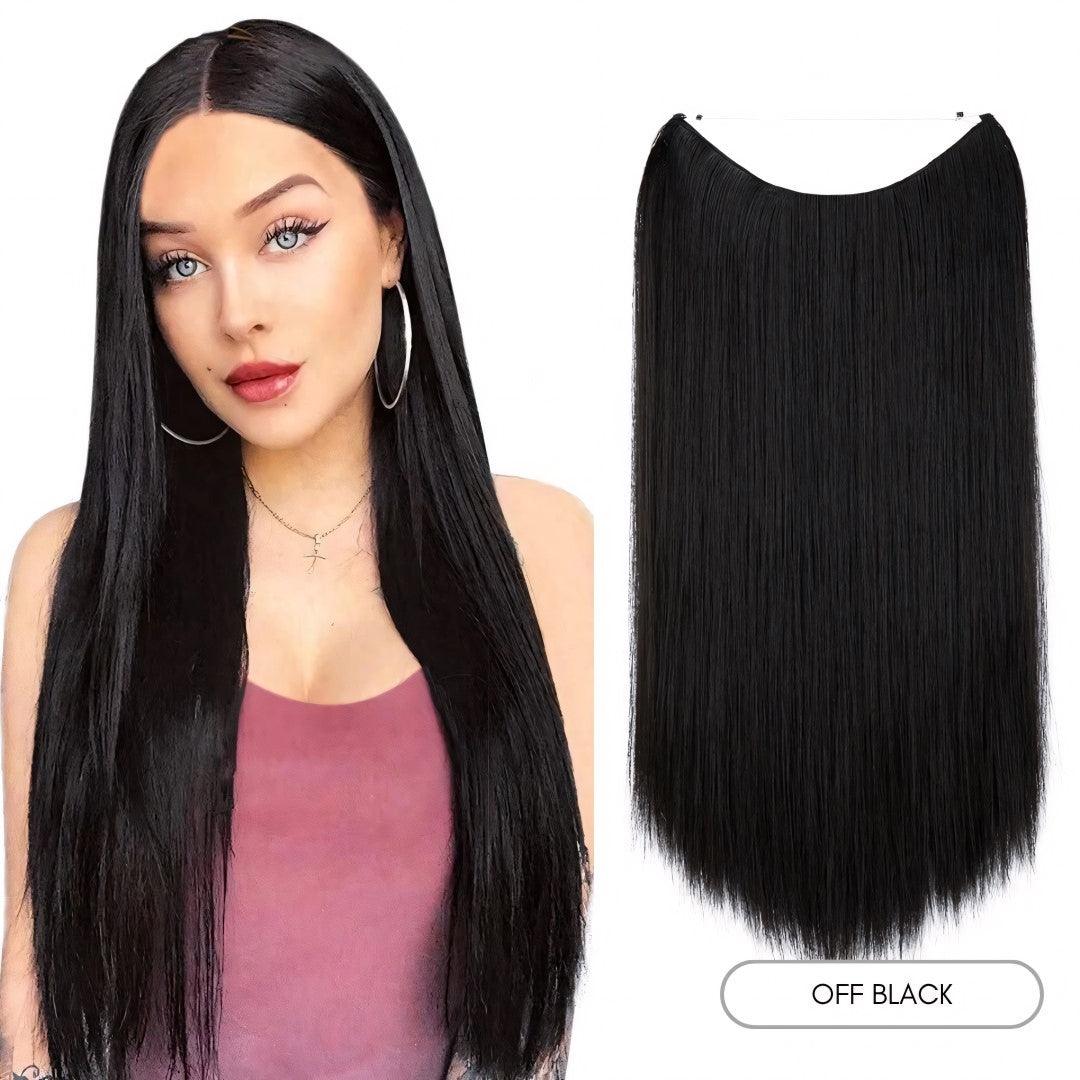 Natural Wavy Wire Hair Extensions - 14" / Natural Wavy / Off black - Lyvelle