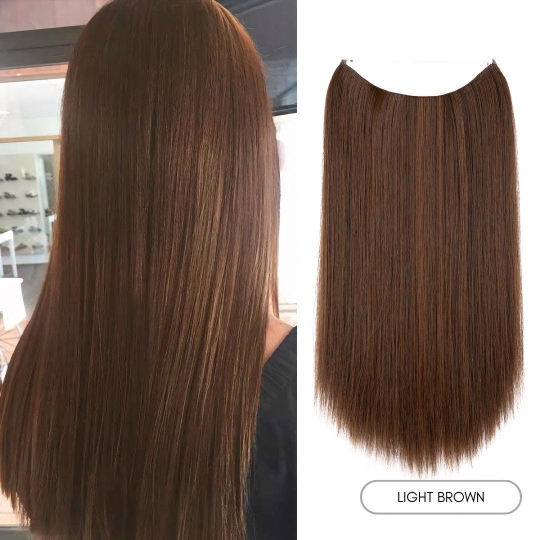 Natural Wavy Wire Hair Extensions - 14" / Natural Wavy / Light brown - Lyvelle